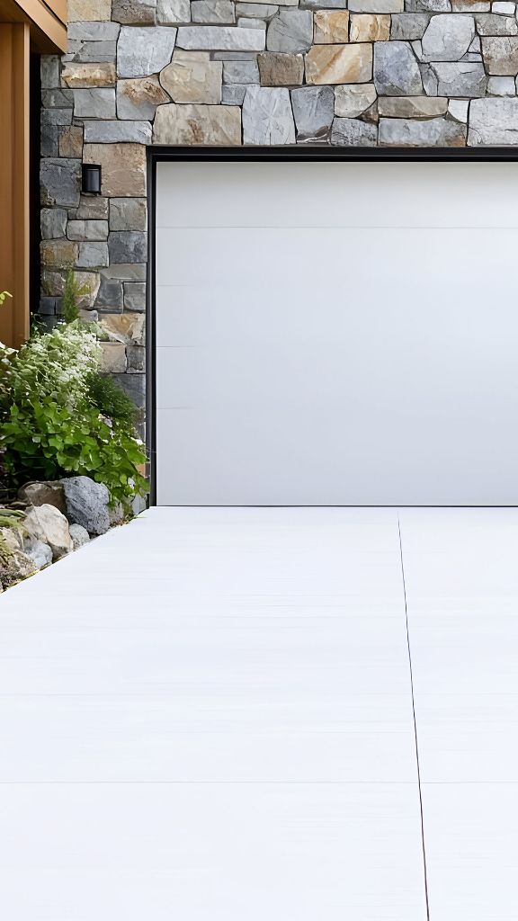 白い土間コンクリートの施工例 - 明るく清潔感のある外構